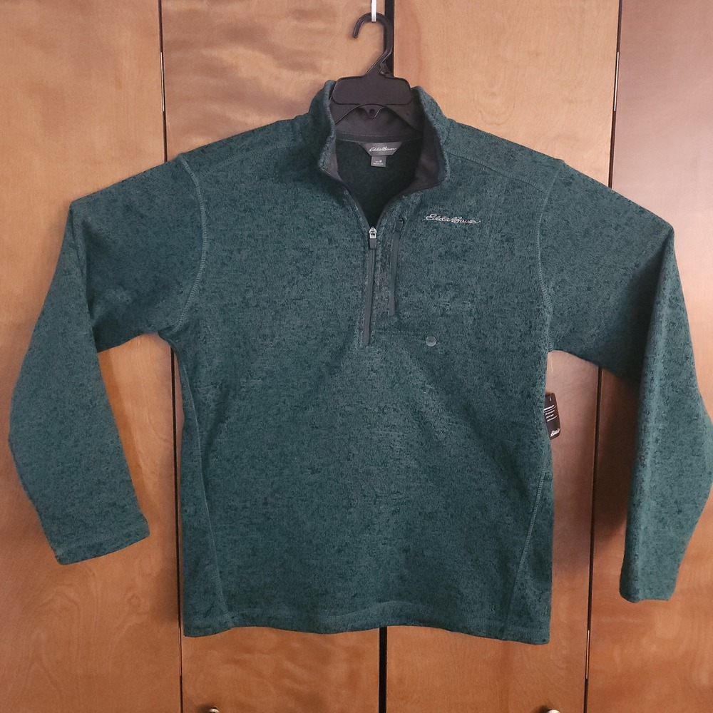 E6 Eddie Bauer Mens Convector 2.0 Juniper‎ Green Sweater Fleece Pullover Medium